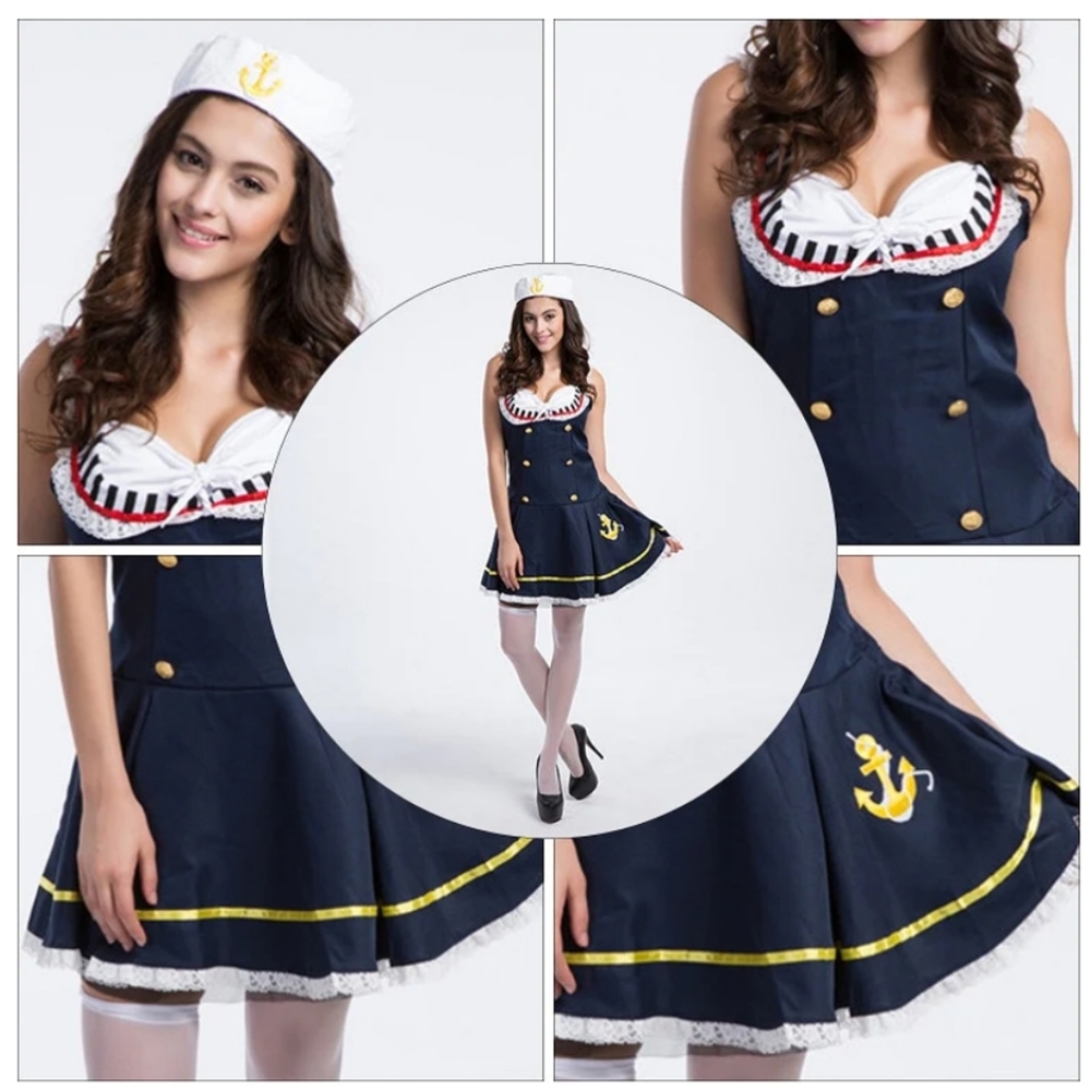 Eye Candy Nautical Doll Navy Deluxe Women Halloween Costume NWT